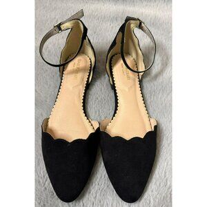 Isaac Mizrahi New York Lana Scalloped d'Orsay Black Faux Suede Scallop Edge Ankl